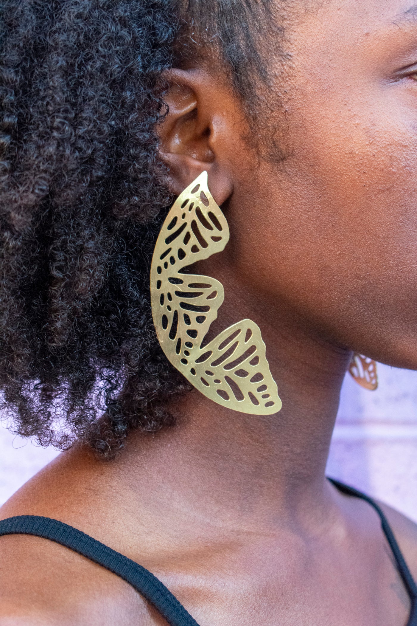 Brass Butterfly Wing Earrings