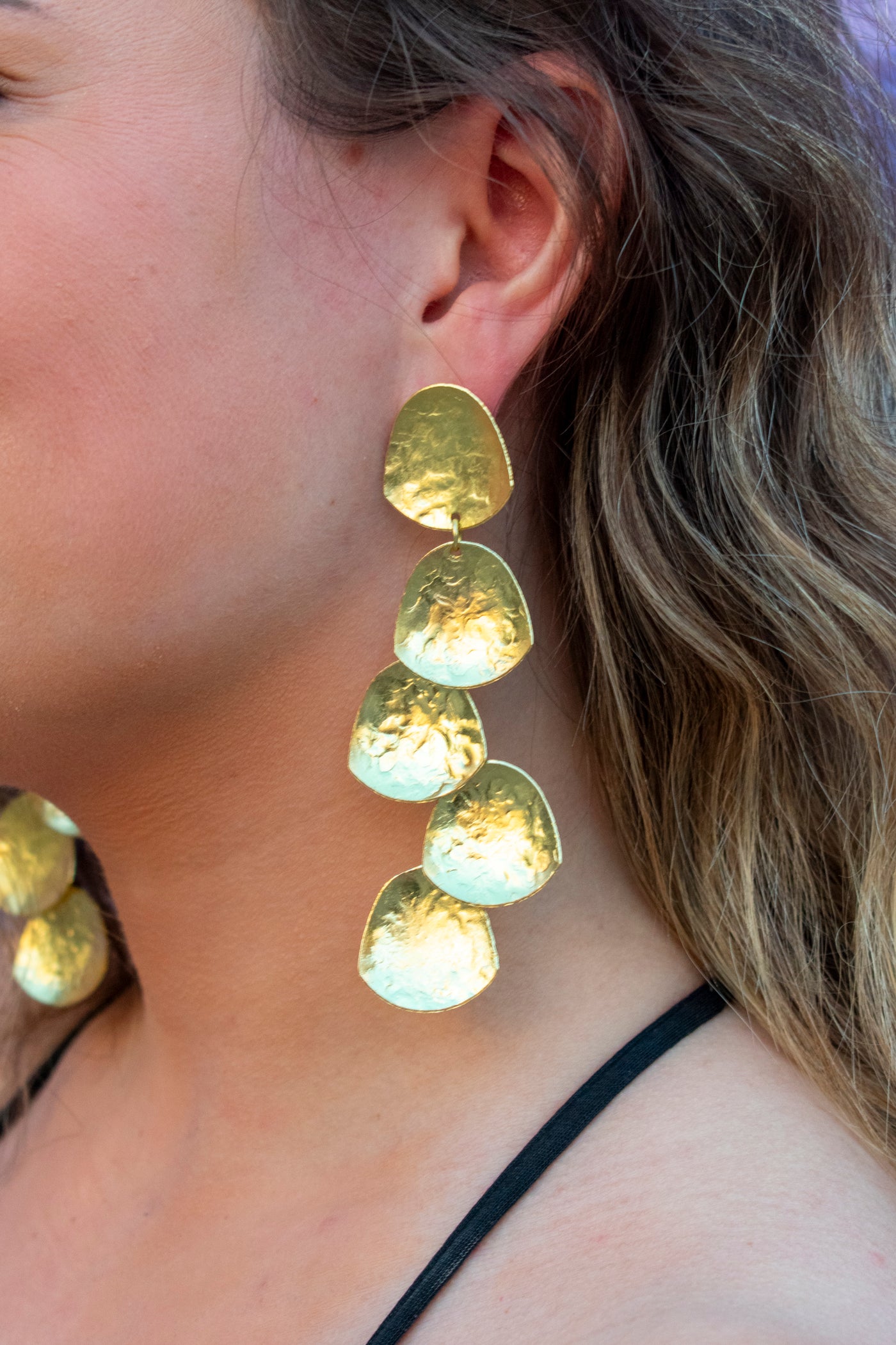 Brass Dots Dangle Earrings