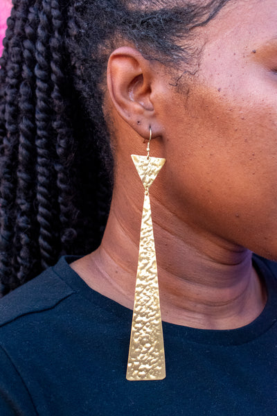 90's Triangle Brass Earrings